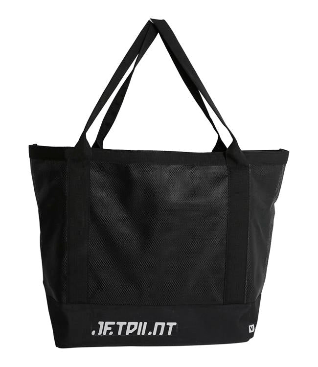 Jetpilot Essentials Blue Tote bag front view showing zippered main compartment and webbing handles