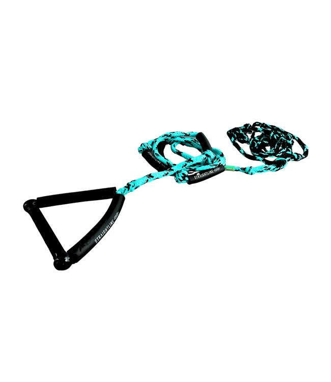 Straightline Surf Rope and Handle in Teal - 24ft poly-pro wakesurf line with 10in padded suede grip handle