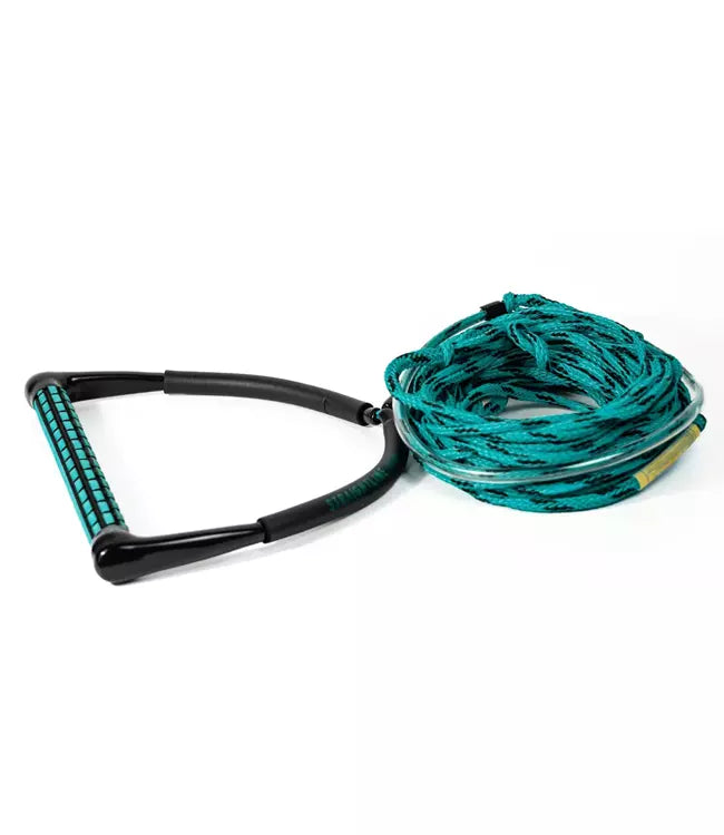 Straightline TR9 Wakeboard Rope & Handle in Teal - product view showing handle in teal colourway