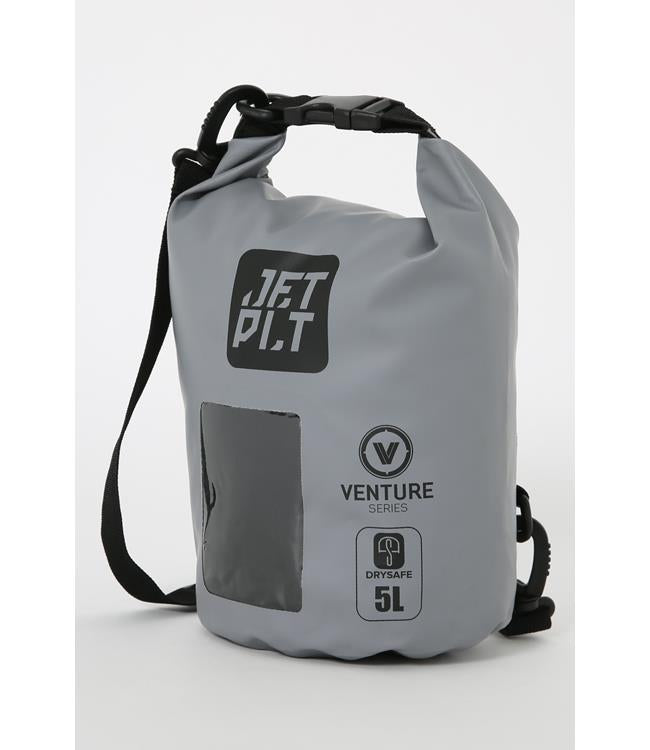 Jetpilot Venture 5L Grey Waterproof Bag straight-on catalogue view showing full bag proportions