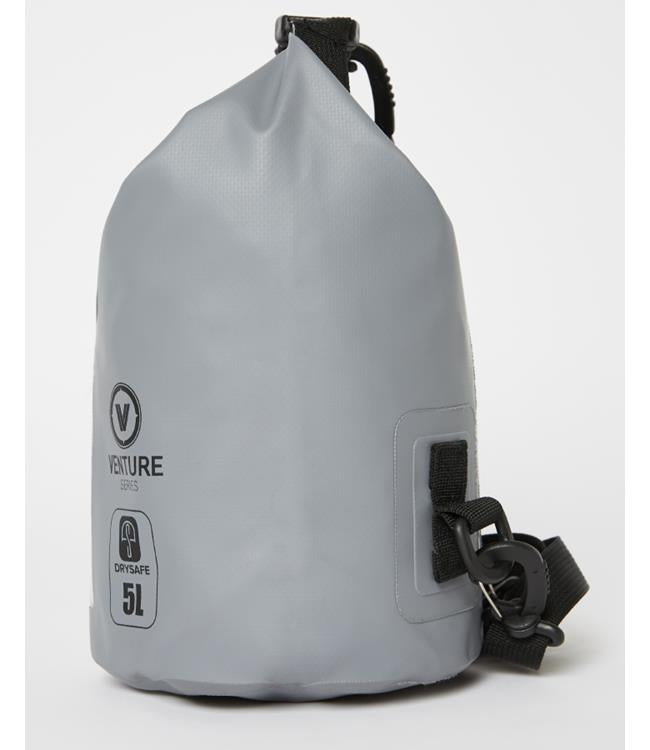Jetpilot Venture 5L Grey Waterproof Bag alternate angle showing roll-top fold and handle stitching