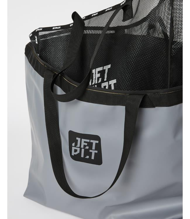 Jetpilot Venture 70L Grey Oversize Tote open-top view showing main compartment and mesh wet insert