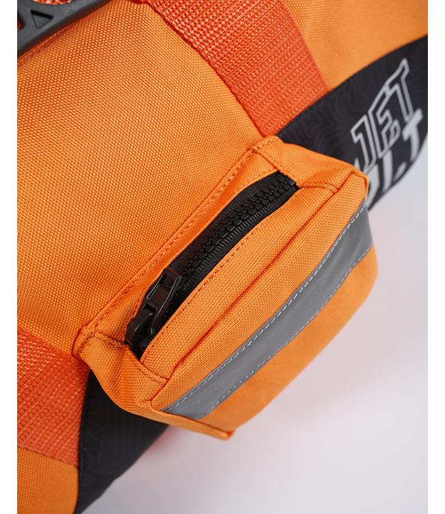 Jetpilot Venture Orange Dog Life Vest side angle view showing leash D-ring and buoyancy panels