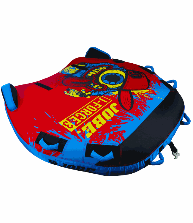 Jobe J-Force 3 3-person ski tube - front-side angle showing six soft-grip handles