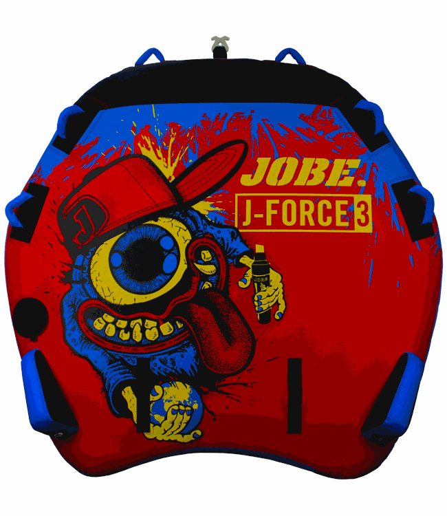 Jobe J-Force 3 3-person ski tube - top-down view showing topside stabiliser fins on the deck