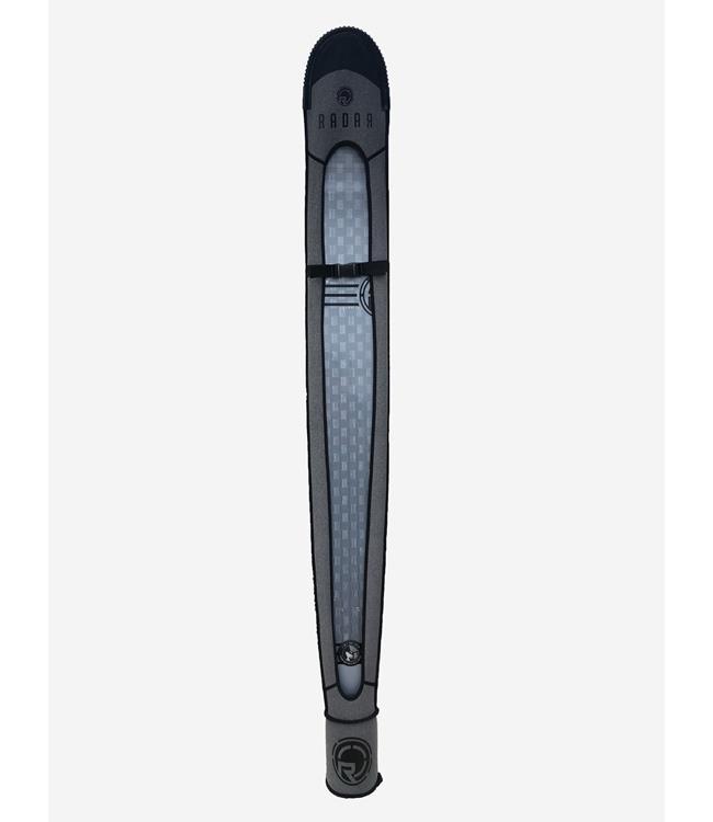 Radar First Layer Neoprene Slalom Ski Sleeve top view — 2mm neoprene cover with built-in PVC fin protector