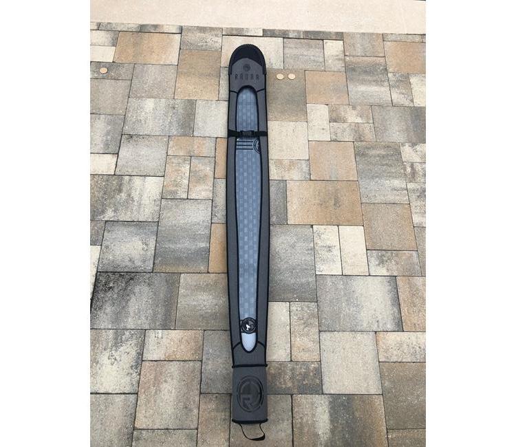 Radar First Layer Neoprene Slalom Ski Sleeve alternate top view — 2mm neoprene sleeve with plastic tip protector