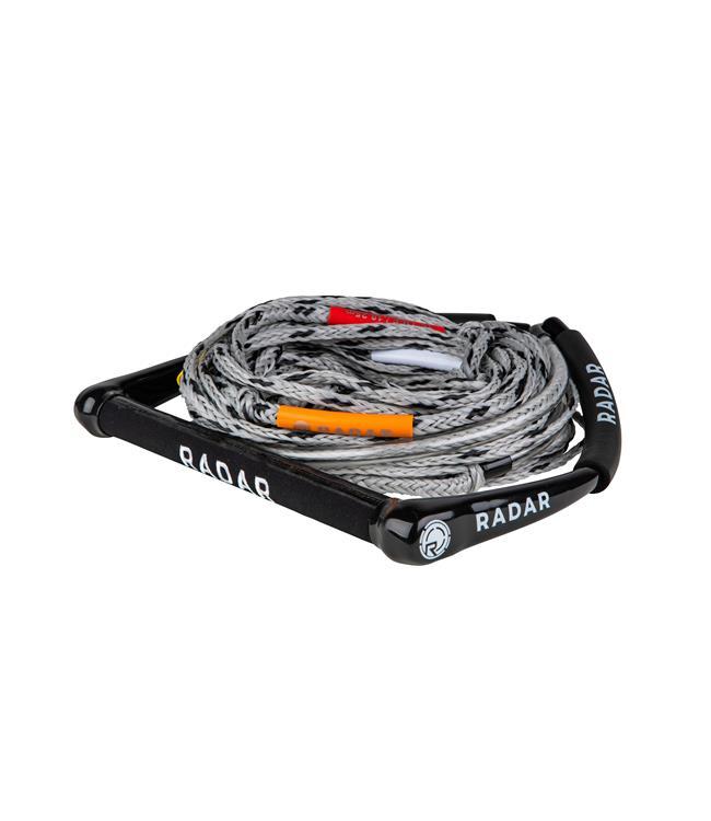 Radar Freeride Diamond Grip Rope & Handle - angle view showing the foam float finger protectors