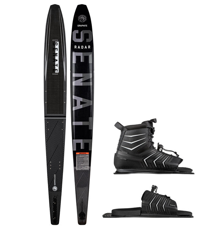 Radar Senate Graphite Slalom Ski with Vector Boot & ARTP (2022) - Waterskiers World