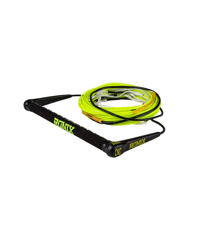 Ronix Combo 5.0 Wakeboard Rope & Handle in Yellow - three-quarter side angle of handle and rope