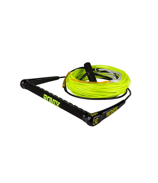 Ronix Combo 5.5 Wakeboard Rope & Handle in Yellow - three-quarter side angle of handle and rope