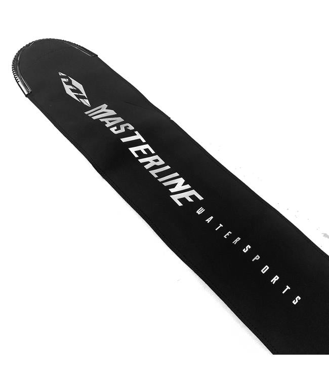 Masterline Deluxe Neo Ski Cover base close-up — built-in PVC fin protection at the rear of the sleeve