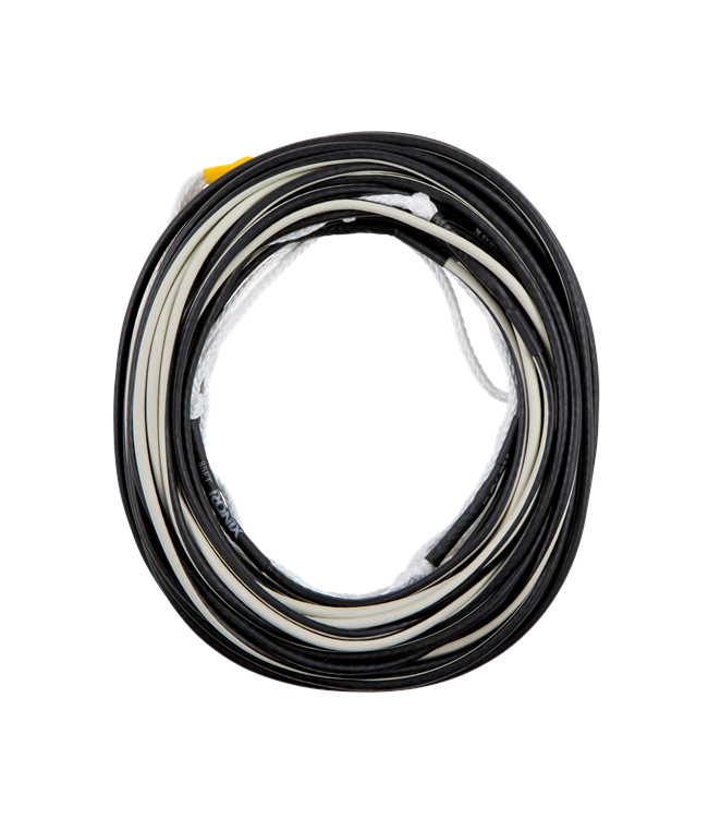 Ronix R8 Floating Mainline in Sand/Black - top-down view of complete rope laid flat