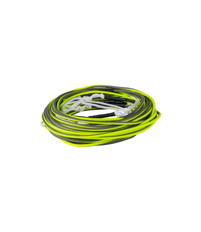 Ronix R8 Floating Mainline in Volt/Grey - three-quarter angle of complete wakeboard rope