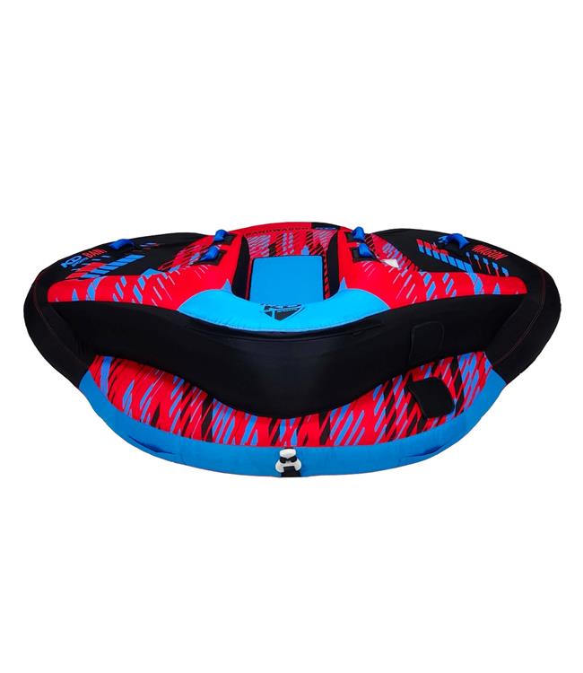 KD Bandwagon 3-person couch ski tube - tail view showing rear tow point and heavy-duty nylon cover