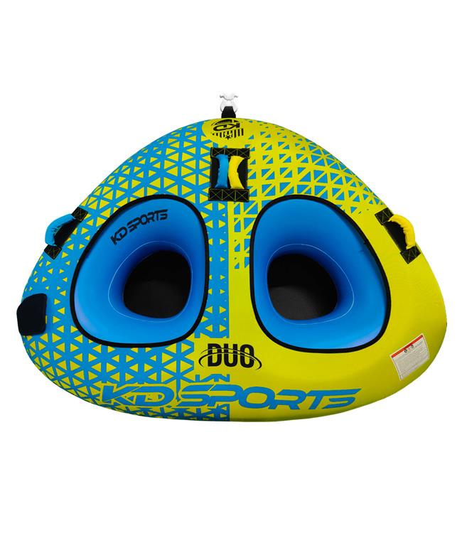 KD Duo 2-person partially covered ski tube - front view showing two-rider seating area