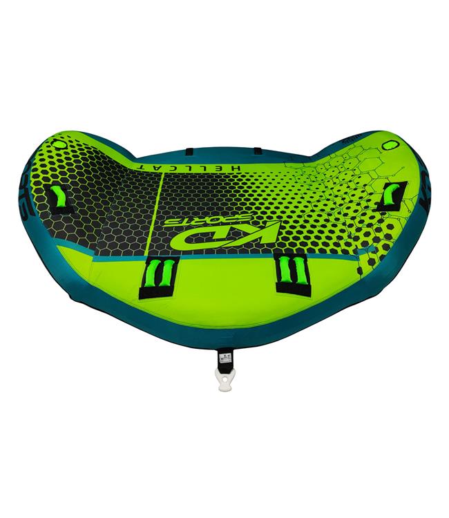 KD Hellcat 3-person wing-style ski tube - nose view showing front tow point and wing shape