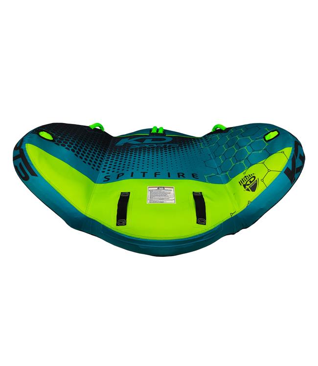 KD Spitfire 2-person wing-style ski tube - rear view showing boarding straps on the back