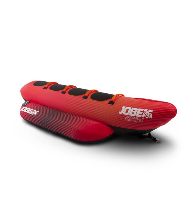 Jobe Chaser 4-person sit-on ski tube - studio product shot showing four individual seating sections