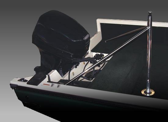 Fly High Adjustable Pro Ski Pylon detail of the base plate bolt pattern and stainless steel finish