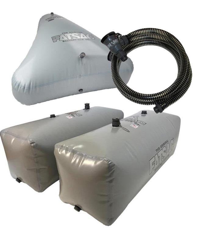 Starter Boat Ballast Kit entry-level wakeboat ballast package showing the included bags and pump