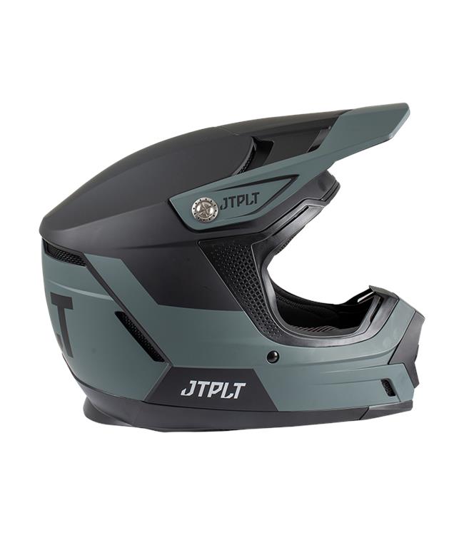 Jetpilot Vault Race Black Mens Helmet detail view of chin strap buckle and adjustment hardware