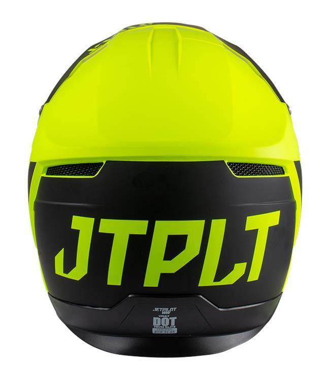 Jetpilot Vault Race Yellow Mens Helmet right side profile showing graphics layout and shell ventilation