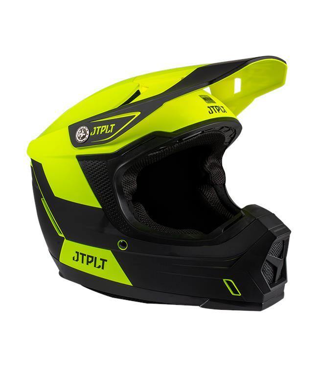 Jetpilot Vault Race Yellow Mens Helmet detail view of chin strap buckle and adjustment hardware