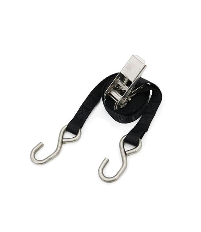 Jetpilot Stainless Steel Ratchet Tie Down with marine-grade ratchet hardware and S-hooks for jet ski trailers