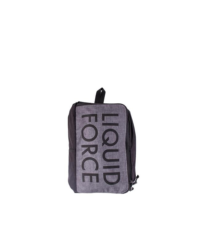 Liquid Force Back Pack Board Bag in Black – alternate angle showing the padded shoulder straps and grab handle