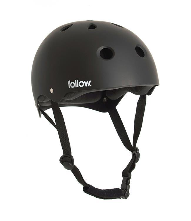 Follow Safety First Wake Helmet Black - front view of the soft EVA wakeboard helmet for cable riding