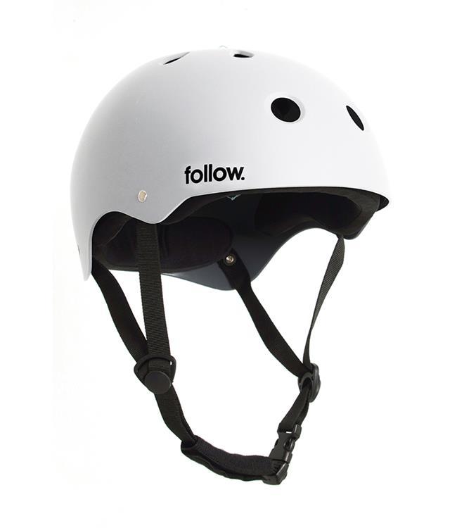 Follow Safety First Wake Helmet White - front view of the soft EVA wakeboard helmet for cable riding