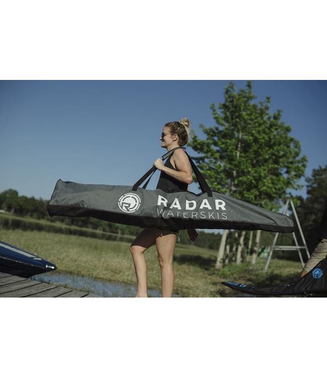 Radar Unpadded Slalom Gear Case side view — top zipper opening with full-length access to load the slalom ski