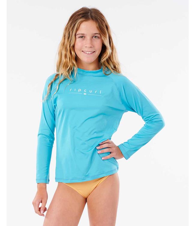 Ripcurl Golden Rays Girls Long Sleeve UV Tee (2022) - Blue - Waterskiers World