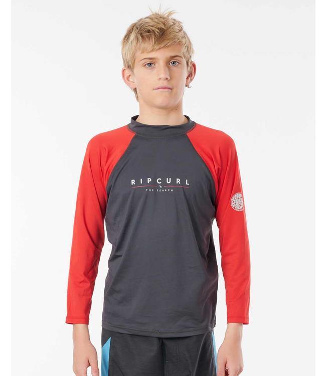Ripcurl Shockwave Boys Long Sleeve Rashy (2022) - Red - Waterskiers World