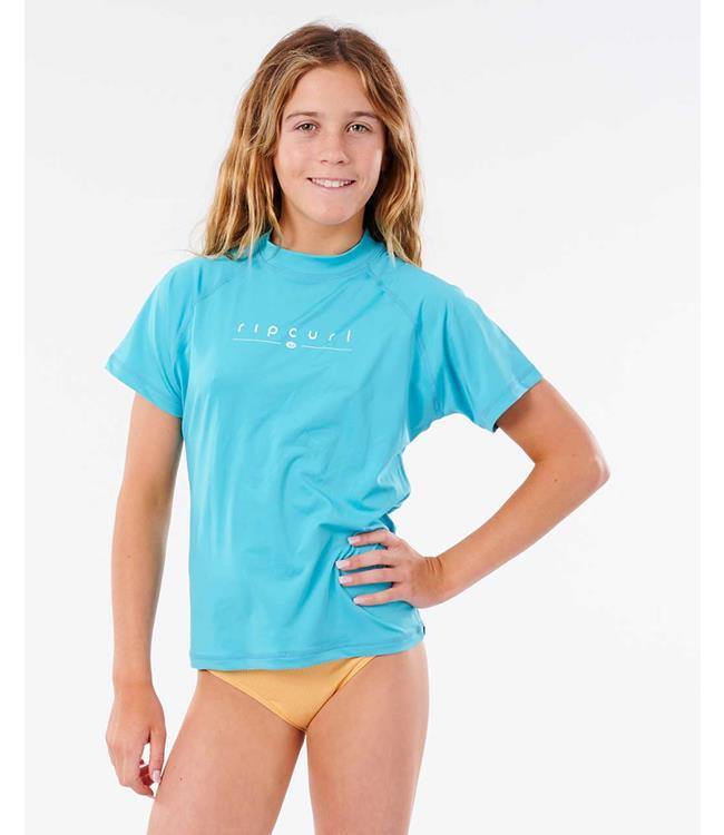 Ripcurl Golden Rays Girls Short Sleeve UV Tee (2022) - Blue - Waterskiers World