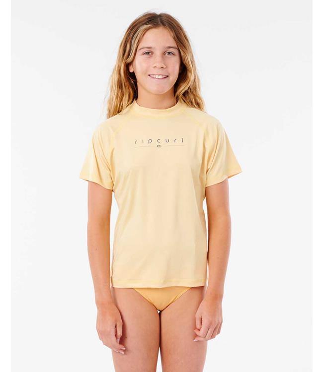 Ripcurl Golden Rays Girls Short Sleeve UV Tee (2022) - Yellow - Waterskiers World