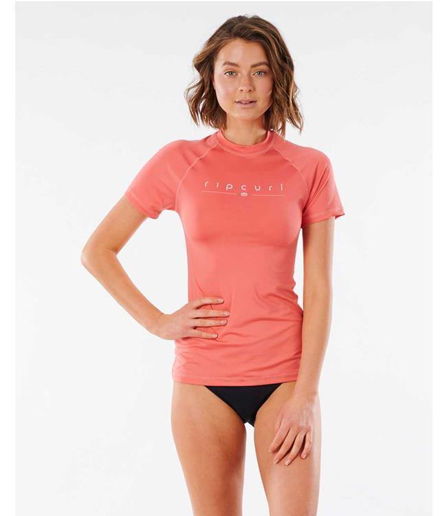 Ripcurl Golden Rays Relaxed Short Sleeve Rashy (2022) - Coral - Waterskiers World