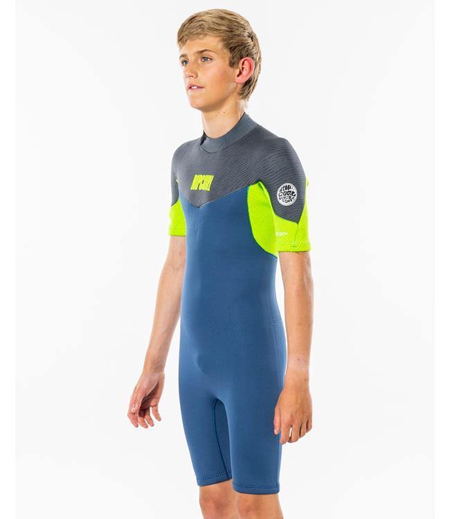 Ripcurl Dawn Patrol Boys Short Sleeve Springsuit (2022) - Blue/Grey - Waterskiers World