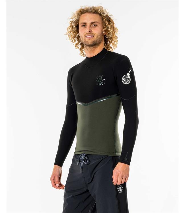 Ripcurl E-Bomb Mens 1.5mm Heater Top (2022) - Olive - Waterskiers World