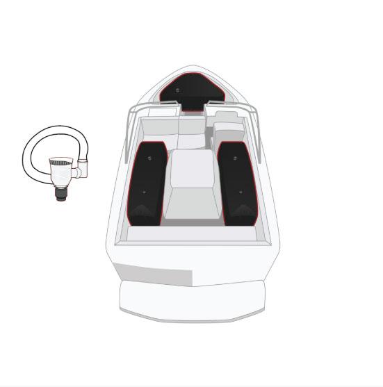 Fatsac Intermediate Boat Ballast Kit diagram showing ballast placement in a direct drive ski boat