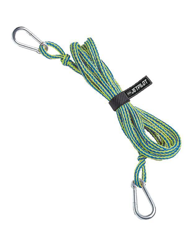 Jetpilot PWC Tow Rope coiled with reinforced loop ends for towing disabled jet skis and water sports tubes