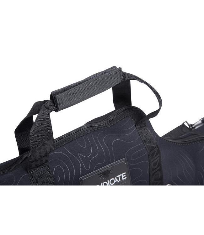 HO Syndicate Neoprene Slalom Ski Cover detail — ventilation hole through the cover for moisture drainage and drying