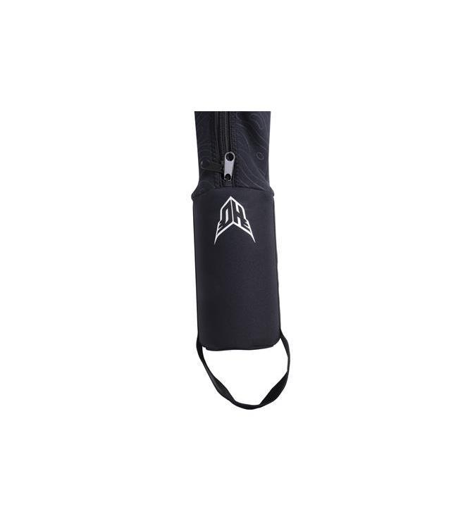 HO Syndicate Neoprene Slalom Ski Cover tail end view — built-in fin protector at the base of the neoprene cover