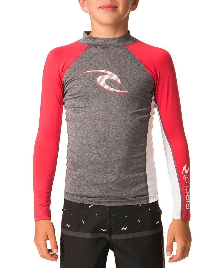 Ripcurl Wave Boys Long Sleeve UV Tee (2018) - Red Front