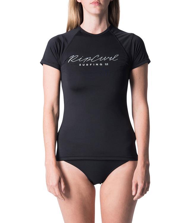 Ripcurl Rosewood Womens Short Sleeve UV Tee (2019) - Black - Waterskiers World